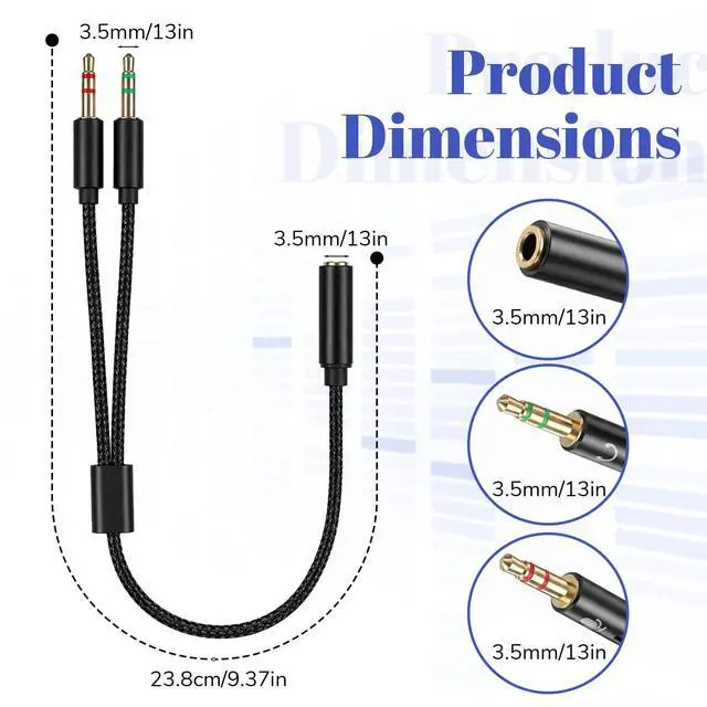 Alt view image 2 of 7 - 3.5mm Female to 2 Dual Male 3.5mm Audio Splitter, 2-in-1 Y Separator