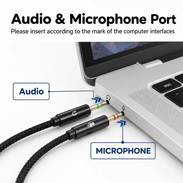 Alt view image 4 of 7 - 3.5mm Female to 2 Dual Male 3.5mm Audio Splitter, 2-in-1 Y Separator