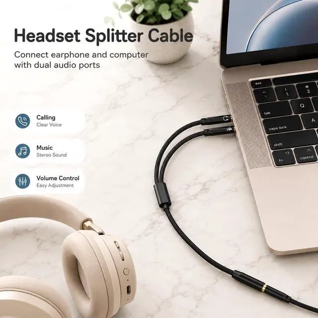 Alt view image 6 of 7 - 3.5mm Female to 2 Dual Male 3.5mm Audio Splitter, 2-in-1 Y Separator