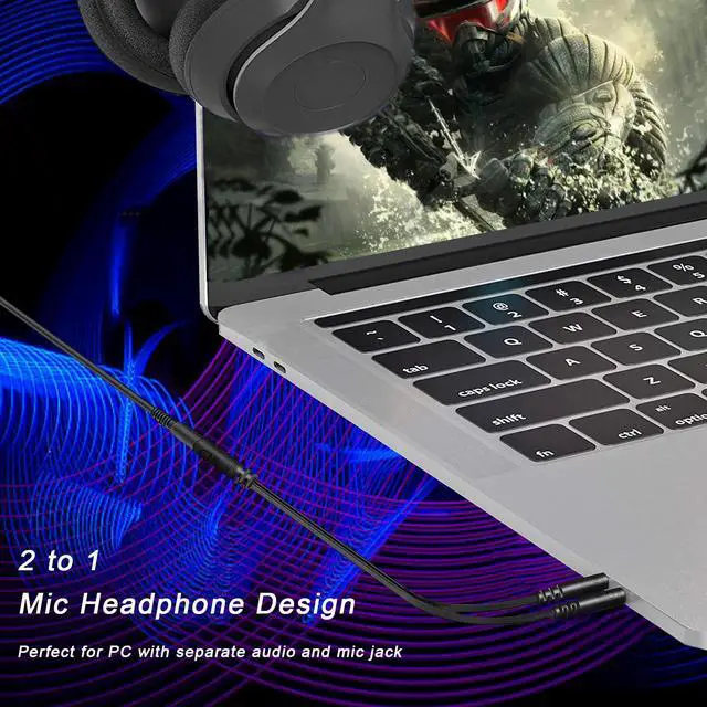 Alt view image 3 of 7 - Headphone Splitter for PC 3.5mm Female to Dual 3.5mm Male Mic Y Splitter