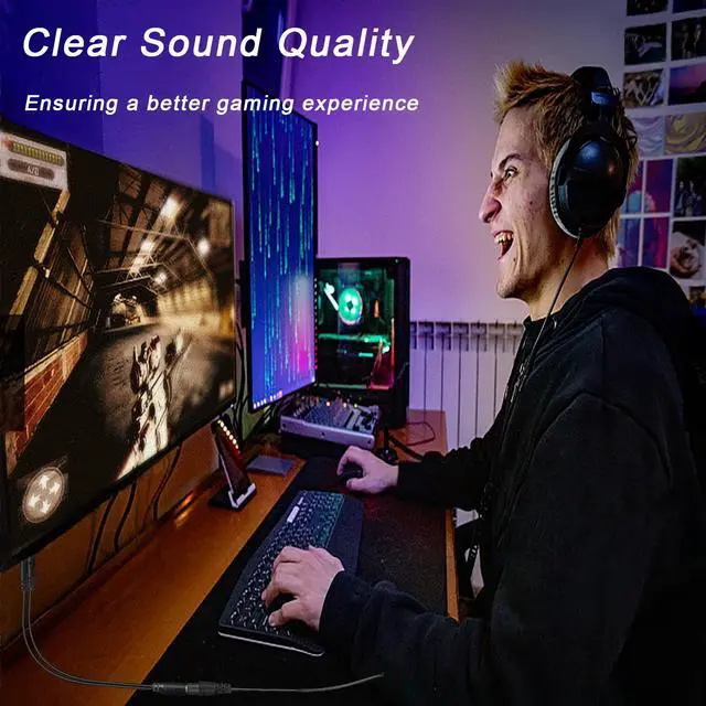 Alt view image 5 of 7 - Headphone Splitter for PC 3.5mm Female to Dual 3.5mm Male Mic Y Splitter