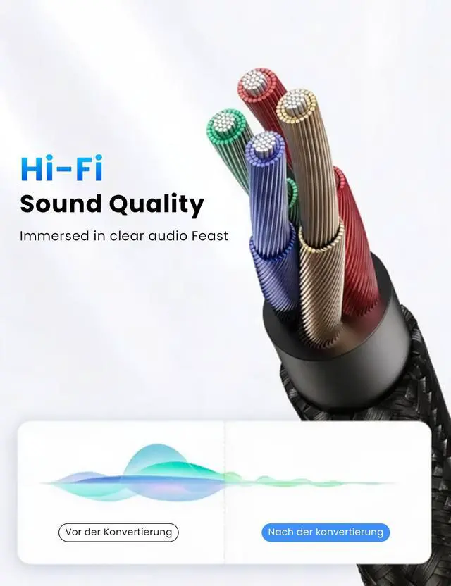 Alt view image 4 of 6 - 2PCS Headphone Mic Splitter for Computer, Braided 3.5mm Female to Dual Male Audio Splitter Cable Adapter for Gaming Headset Earphone, Speaker, Laptop