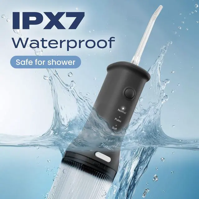 Alt view image 5 of 7 - Cordless Water Flosser Oral Irrigator, IPX7 Waterproof, Black