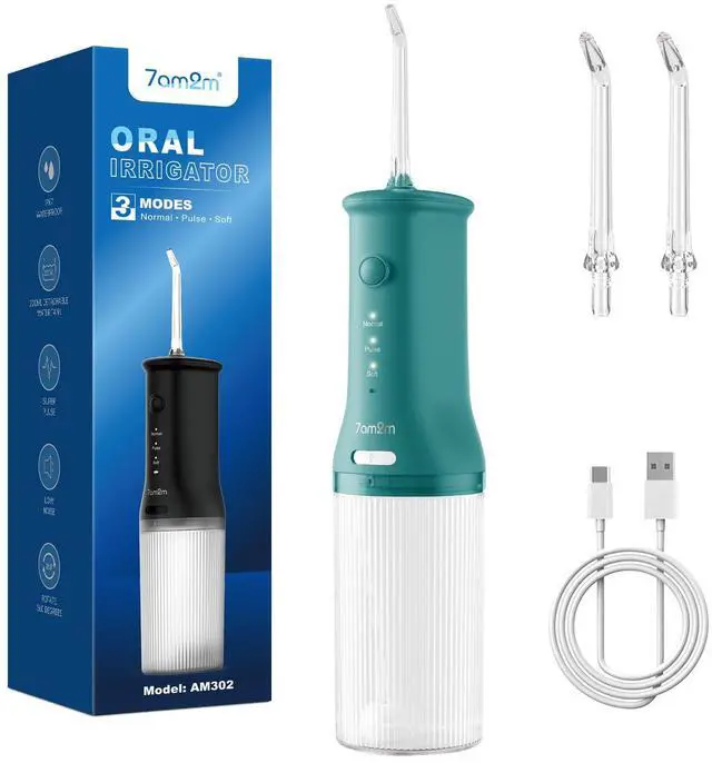 Main image of Cordless Water Flosser Oral Irrigator, IPX7 Waterproof, Peacock Green