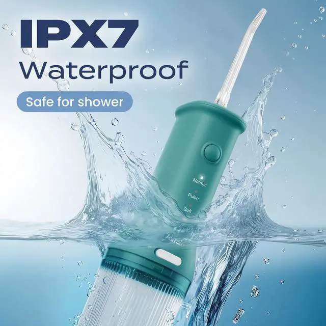 Alt view image 4 of 6 - Cordless Water Flosser Oral Irrigator, IPX7 Waterproof, Peacock Green