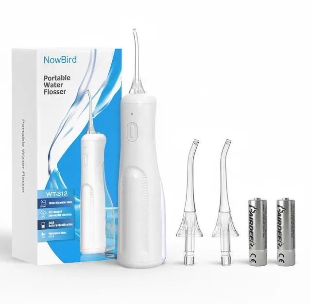 Main image of Water Dental Flosser Teeth Pick: Portable Oral Irrigator, 3 Modes Cordless Water flosser,Battery Operated, IPX5 Waterproof Flossing Machine for Teeth Cleaning for Travel Home - White