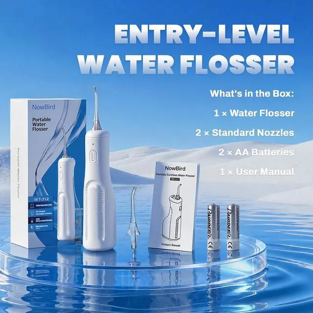 Alt view image 6 of 7 - Water Dental Flosser Teeth Pick: Portable Oral Irrigator, 3 Modes Cordless Water flosser,Battery Operated, IPX5 Waterproof Flossing Machine for Teeth Cleaning for Travel Home - White
