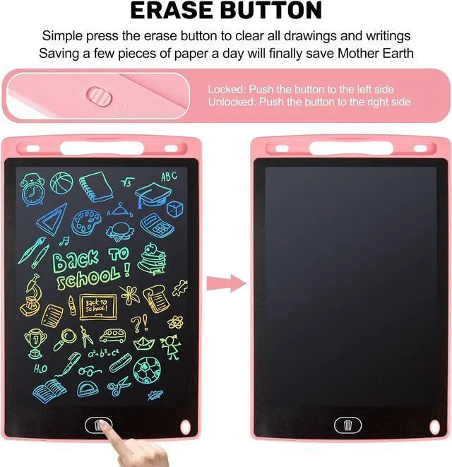 Alt view image 2 of 7 - LCD Writing Tablet, 2 Packs Drawing Pads for Kids 3 4 5 6 Years Old 8.5 Inch Colorful Lines Doodle Scribble Boards Educational Toys for Boys Girls Road Trip EssentialsTravel Game Toys,Pink+Blue
