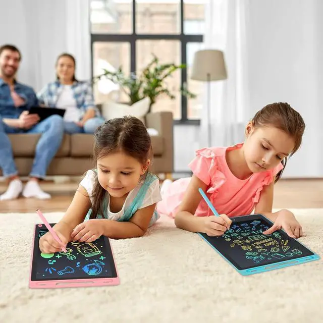 Alt view image 6 of 7 - LCD Writing Tablet, 2 Packs Drawing Pads for Kids 3 4 5 6 Years Old 8.5 Inch Colorful Lines Doodle Scribble Boards Educational Toys for Boys Girls Road Trip EssentialsTravel Game Toys,Pink+Blue