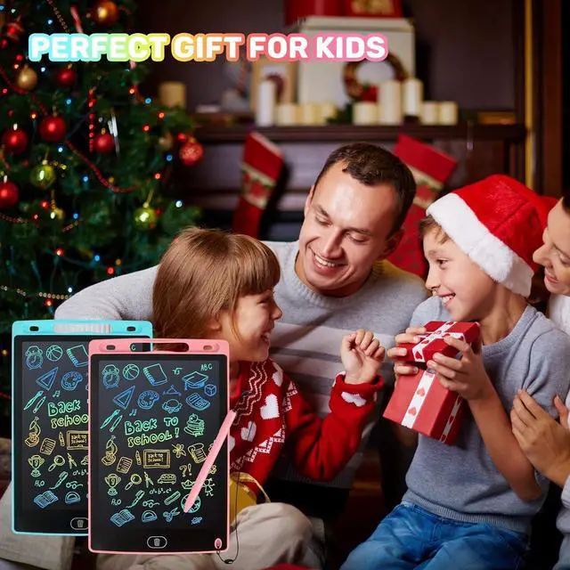 Alt view image 7 of 7 - LCD Writing Tablet, 2 Packs Drawing Pads for Kids 3 4 5 6 Years Old 8.5 Inch Colorful Lines Doodle Scribble Boards Educational Toys for Boys Girls Road Trip EssentialsTravel Game Toys,Pink+Blue