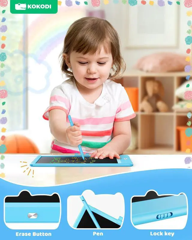 Alt view image 5 of 5 - LCD Writing Tablet 8.5-Inch Colorful Doodle Board, Electronic Drawing Tablet Drawing Pad for Kids, Educational and Learning Kids Toys Gifts for 3 4 5 6 7 8 Year Old Boys and Girls(Blue)