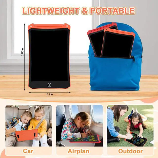 Alt view image 7 of 7 - LCD Writing Tablet, 2 Pack Toddler Kids Toys, Red and Orange