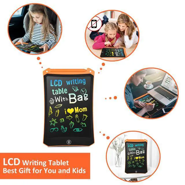 Alt view image 6 of 6 - LCD Writing Tablet, Colorful Drawing Tablet with Protect Bag, Kids Drawing Pad 8.5 Inch Doodle Board,Toddler Boy and Girl Learning Toys Gift for 3 4 5 6 Years Old (Orange)