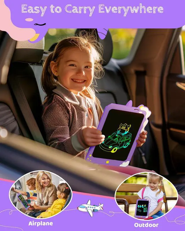 Alt view image 5 of 7 - Birthday Gifts for Girls, 8.5inch Doodle Board, LCD Writing Tablet for Kids, Writing Pad Drawing Tablet, Travel Toys for 3 4 5 6 7 8 Year Old Boys Girls Birthday Christmas Gift(Purple)