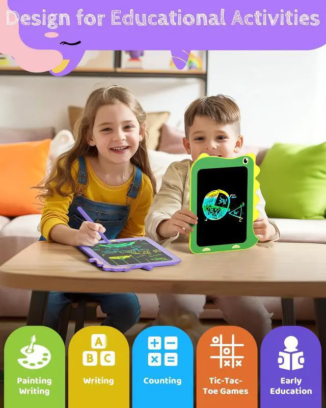 Alt view image 6 of 7 - Birthday Gifts for Girls, 8.5inch Doodle Board, LCD Writing Tablet for Kids, Writing Pad Drawing Tablet, Travel Toys for 3 4 5 6 7 8 Year Old Boys Girls Birthday Christmas Gift(Purple)