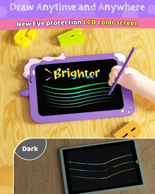 Alt view image 4 of 7 - Birthday Gifts for Girls, 8.5inch Doodle Board, LCD Writing Tablet for Kids, Writing Pad Drawing Tablet, Travel Toys for 3 4 5 6 7 8 Year Old Boys Girls Birthday Christmas Gift(Purple)