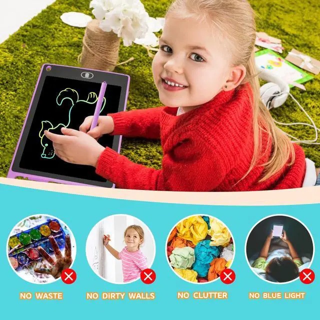 Alt view image 4 of 7 - 4-Pack LCD Writing Tablet for Kids 8.5 Inch, Colorful Doodle Board
