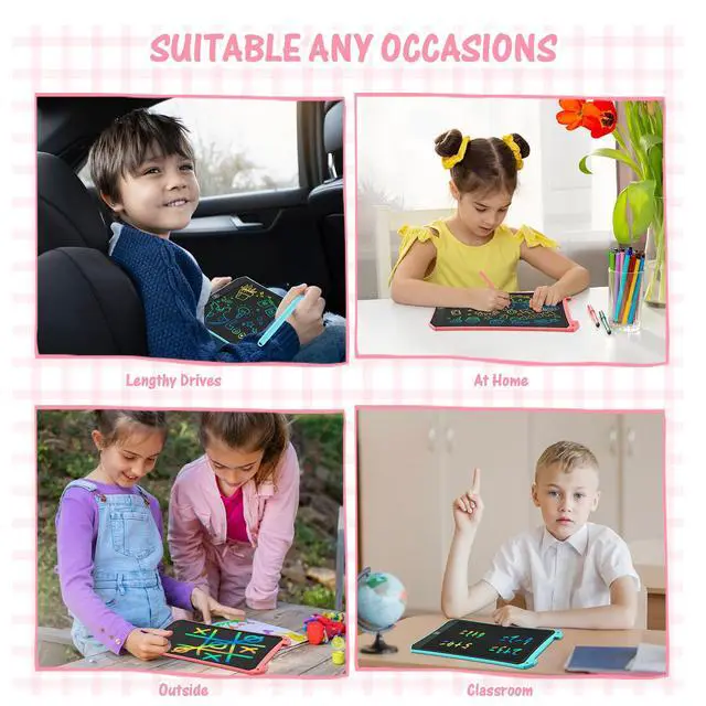 Alt view image 3 of 7 - Kids LCD Writing Tablet, Mess Free Coloring Books, Travel Toys