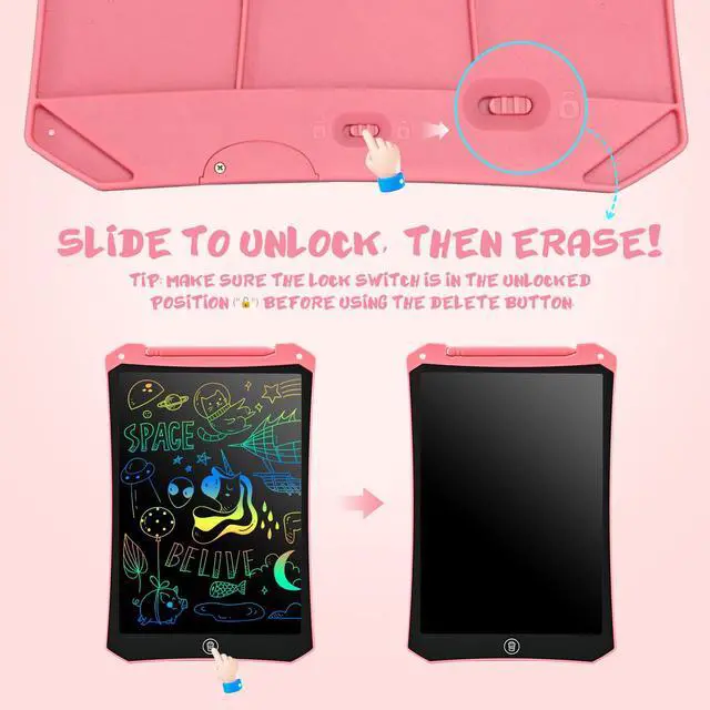 Alt view image 5 of 7 - Kids LCD Writing Tablet, Mess Free Coloring Books, Travel Toys