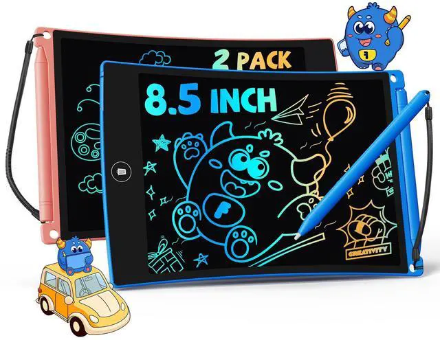 Main image of 8.5in 2 Pack LCD Writing Tablet for Kids Coloring Doodle Board Magic Drawing Pad for Kids with Anti-Lost Stylus, Car Trip Educational Toys Birthday Gift for 3 4 5 6 7 Kids Girls Boys Toddlers