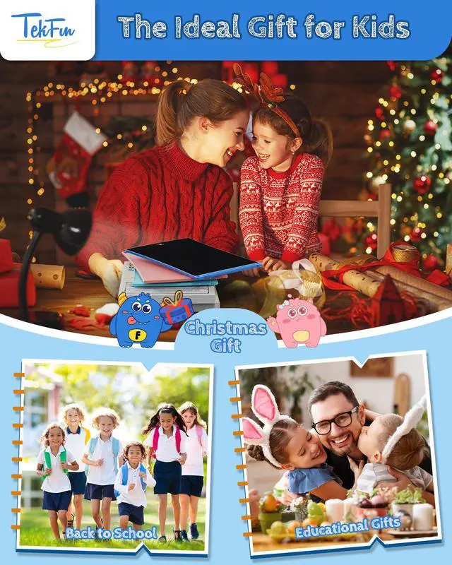 Alt view image 3 of 6 - 8.5in 2 Pack LCD Writing Tablet for Kids Coloring Doodle Board Magic Drawing Pad for Kids with Anti-Lost Stylus, Car Trip Educational Toys Birthday Gift for 3 4 5 6 7 Kids Girls Boys Toddlers