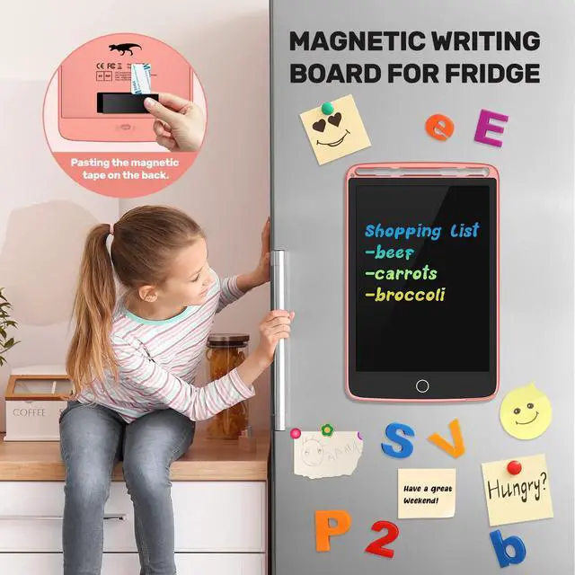 Alt view image 2 of 6 - 2 Pack LCD Writing Tablet with Fridge Magnets, Doodle Board for Kids Drawing Kitchen Memo, Christmas Stocking Stuffers Birthday Gifts Toys for Boys Girls 8.5 Inch(Blue+Pink)
