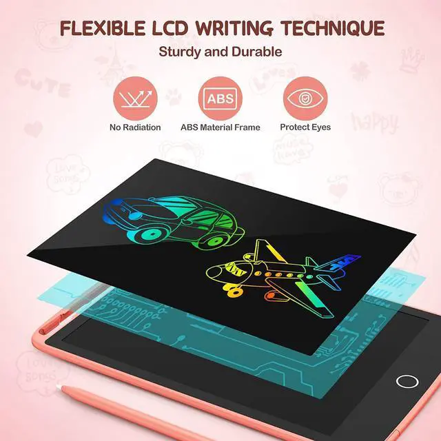 Alt view image 3 of 6 - 2 Pack LCD Writing Tablet with Fridge Magnets, Doodle Board for Kids Drawing Kitchen Memo, Christmas Stocking Stuffers Birthday Gifts Toys for Boys Girls 8.5 Inch(Blue+Pink)