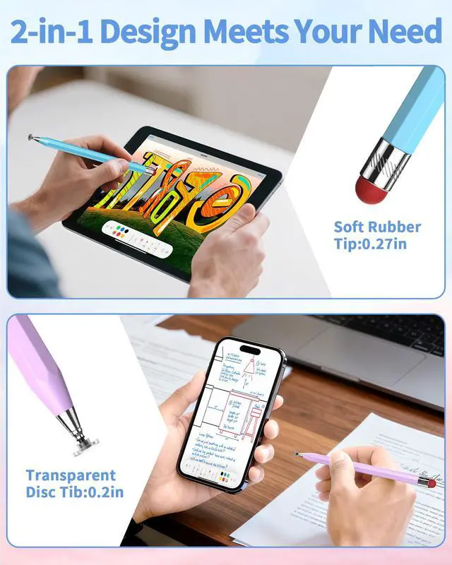 Alt view image 2 of 3 - Stylus Pen for Touchscreen.2-in-1 Tip for Switch,iPad.Pencil-Stylus5-Pack