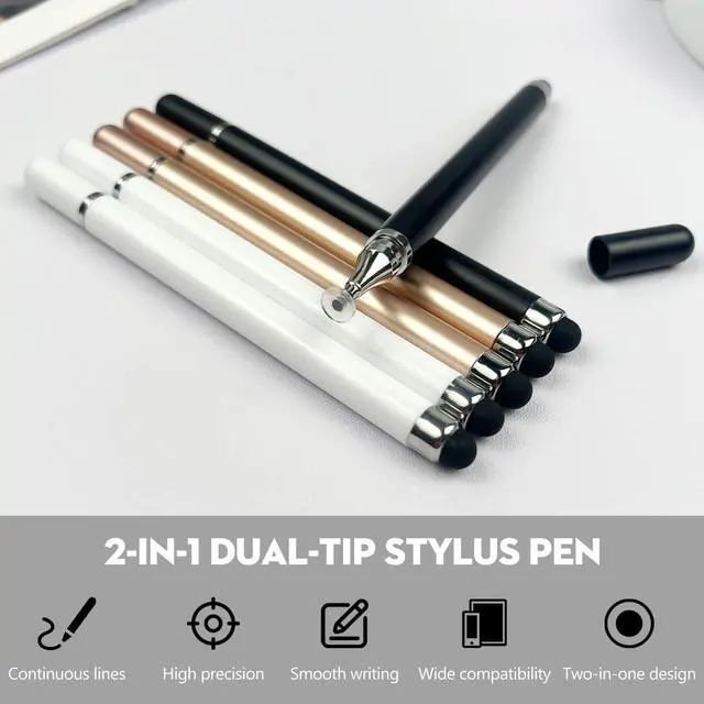 Alt view image 2 of 7 - 6-Pack 2-in-1 Stylus Pens for Touchscreen Devices High-Precision, No-Charge Stylus for iPad, iPhone, Samsung & Android Tablets (3 Colors)