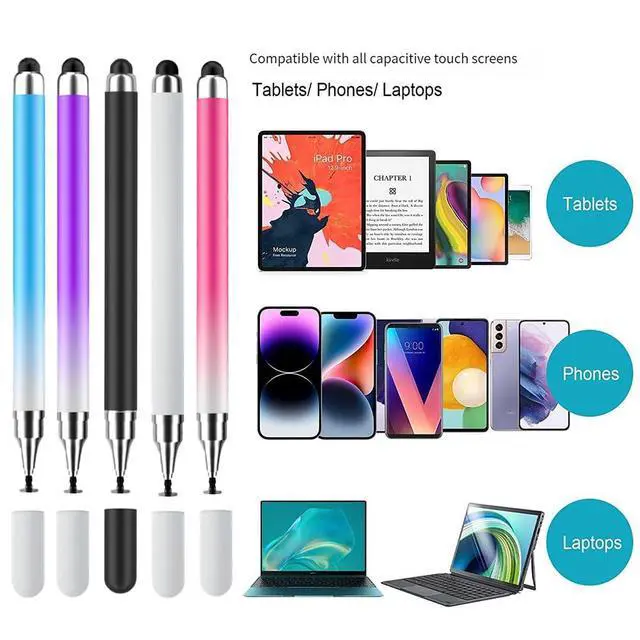 Alt view image 2 of 6 - Stylus Pen for Touch Screens(5pack), 2 in 1 High Precision & Sensitivity Capacitive Pens for iPad iPhone Android Tablets and All Universal Touchscreen Devices