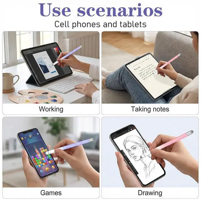 Alt view image 4 of 7 - 2 Pcs Stylus Pen 2-in-1 Stylus Pen, Universal Tablet Pens