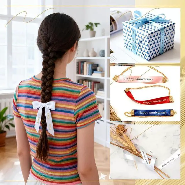 Alt view image 3 of 7 - P12 Satin Ribbon Label Tape for Gift Wrapping, DIY Craft Wedding