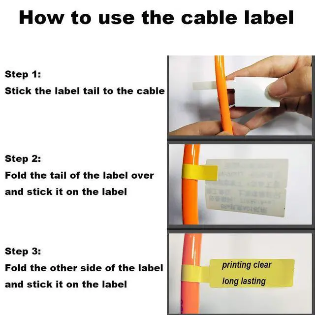 Alt view image 6 of 7 - D30 Label Maker Tape Cable Wire Label Tape, Black on White Sticker