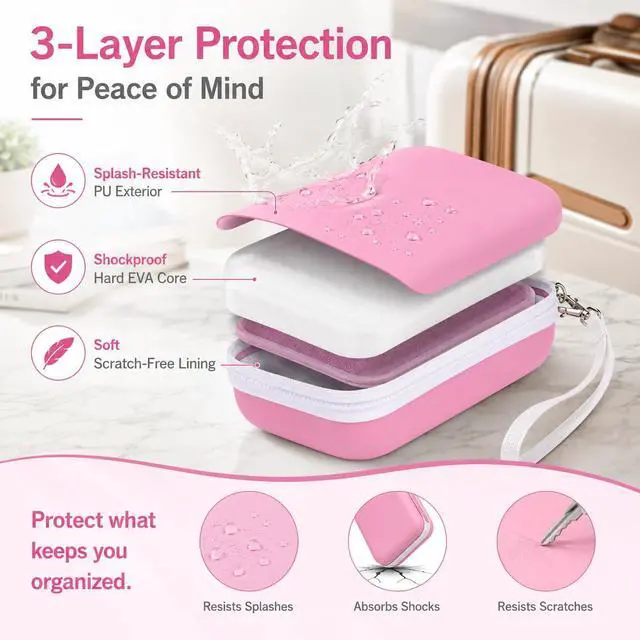 Alt view image 3 of 7 - Hard EVA Case for Phomemo D30/D35 for Nelko P21 Label Maker (Pink)