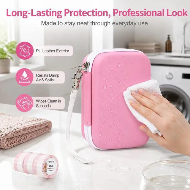 Alt view image 6 of 7 - Hard EVA Case for Phomemo D30/D35 for Nelko P21 Label Maker (Pink)