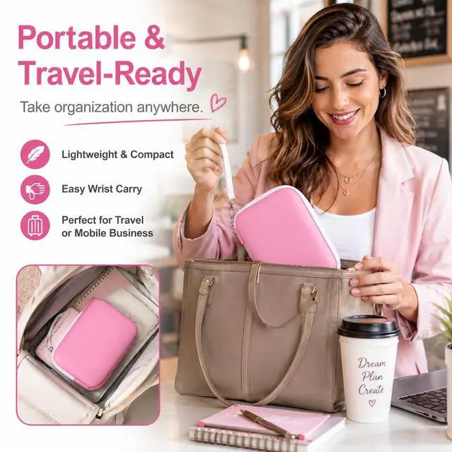 Alt view image 5 of 7 - Hard EVA Case for Phomemo D30/D35 for Nelko P21 Label Maker (Pink)