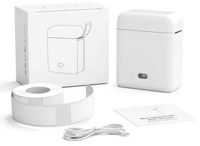 Main image of Label Maker Machine with Tape, Bluetooth Label Printer, Wireless Mini Label Makers with Multiple Templates for School Office Home, White