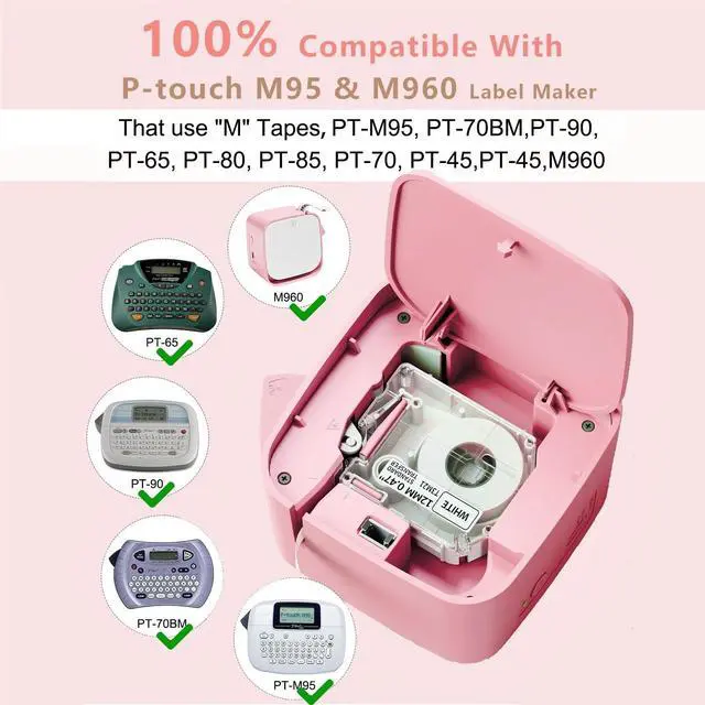 Alt view image 3 of 7 - Label Maker Tape- M950 Laminated Labels, 12mm×,4m, Black on White