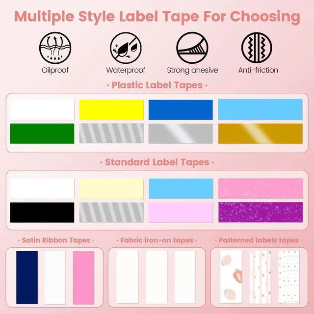 Alt view image 6 of 7 - Label Maker Tape- M950 Laminated Labels, 12mm×,4m, Black on White