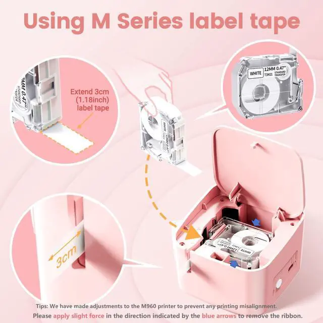 Alt view image 5 of 7 - Label Maker Tape- M950 Laminated Labels, 12mm×,4m, Black on White