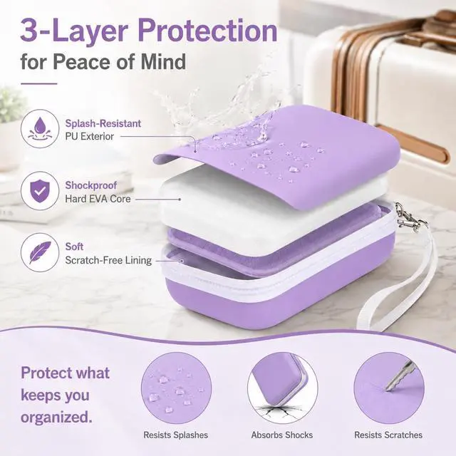 Alt view image 3 of 7 - Hard EVA Case for Phomemo D30/D35 for Nelko P21 Label Maker Purple