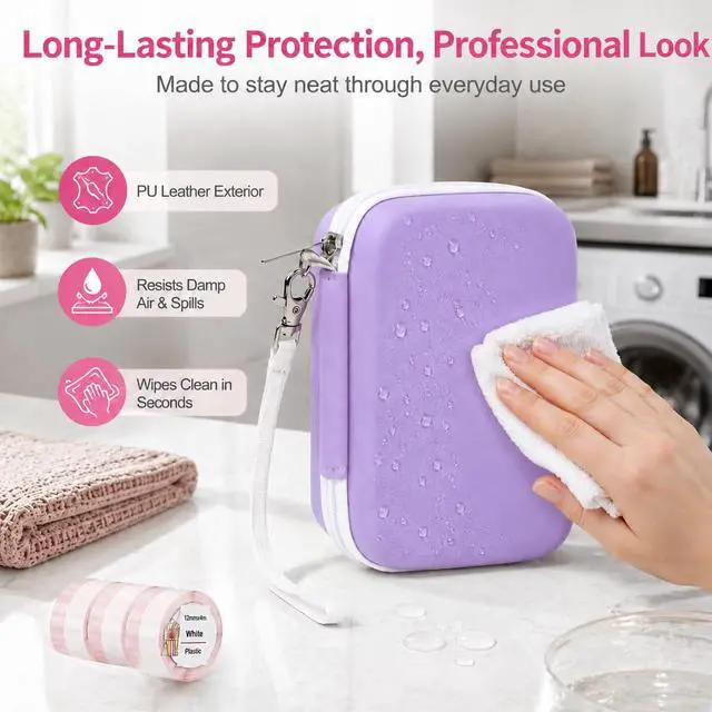 Alt view image 6 of 7 - Hard EVA Case for Phomemo D30/D35 for Nelko P21 Label Maker Purple