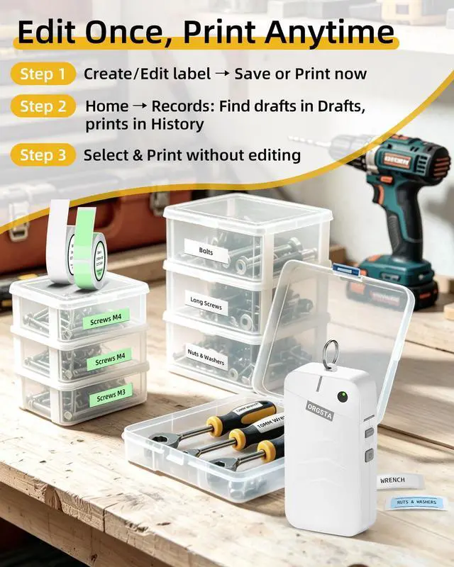 Alt view image 7 of 7 - S001 Label Maker Machine with Tape, Portable Bluetooth Label Maker