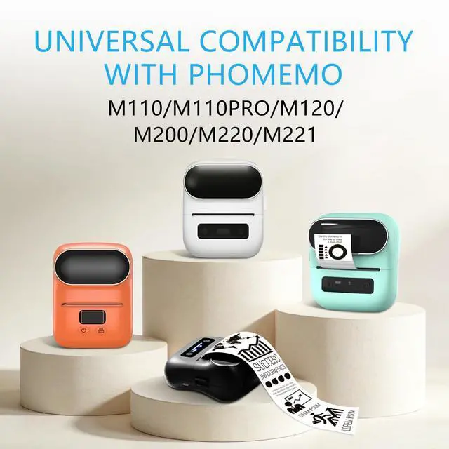 Alt view image 2 of 7 - 4 Rolls Thermal Labels Compatible with Phomemo M100/M110/M150/M221/M220/M120/M200/M250 Label Printer,1.97"x1.18"(50x30mm), 220 Labels/Roll, Black on White