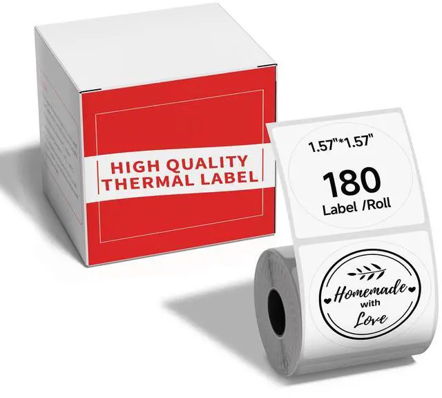 Main image of M110 Thermal Labels 1.57"X1.57" (40X40MM), Compatible with Label Maker Machine M100/ M110/ N20/ M220/ M250/ M108/ M221, Multi-Purpose Adhesive Thermal Labels, Black on White, 180 Labels/Roll