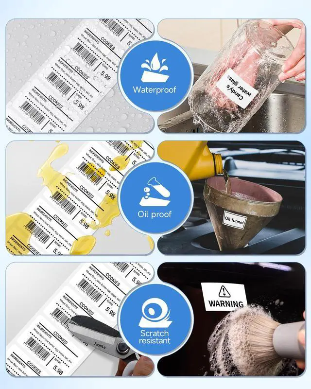 Alt view image 4 of 6 - M110 Thermal Labels 1.57"X1.57" (40X40MM), Compatible with Label Maker Machine M100/ M110/ N20/ M220/ M250/ M108/ M221, Multi-Purpose Adhesive Thermal Labels, Black on White, 180 Labels/Roll