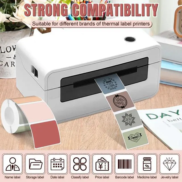 Alt view image 5 of 7 - 240 Pcs/ 1 Roll Square Thermal Sticker Labels Self Adhesive Direct Thermal Labels Multipurpose Printer Paper for DIY, Name Tag, 1.18 x 1.57 inches/ 30 x 40 mm(Multicolor)