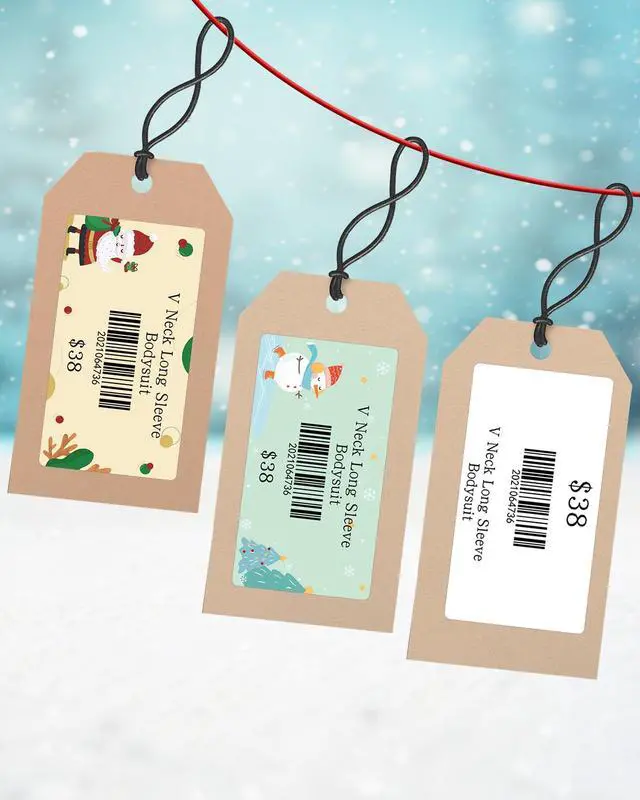 Alt view image 7 of 7 - M110 Labels,40x75mm 200 Pcs Black on Christmas Panting,50x70mm 110 Pcs Black on White,Phomemo Self Adhesive Thermal Labels for M200 M221 Label Printer, Stickers Label Ideal for Gifts,3-Roll
