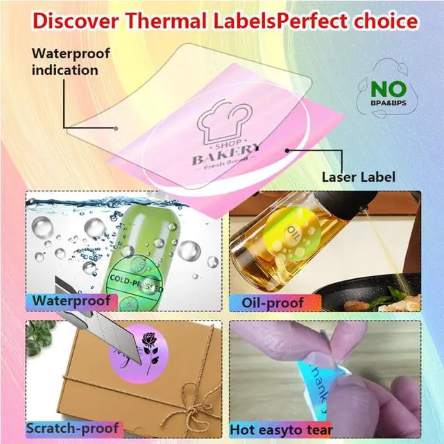 Alt view image 4 of 7 - M110 Thermal Labels 2 Inch Circle Holographic Sticker Printer Labels