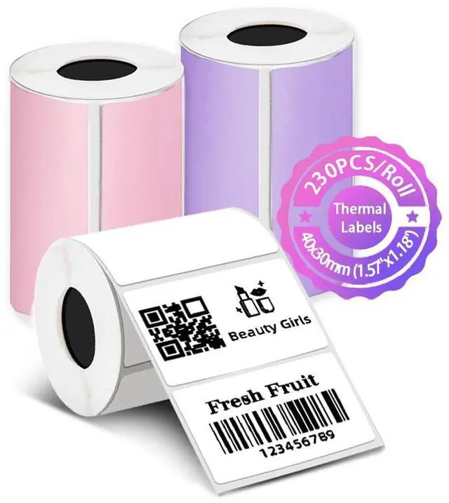 Main image of 3 Rolls Color Thermal Printer Sticker Paper for M110/T50M Pro, 1.57x1.18In